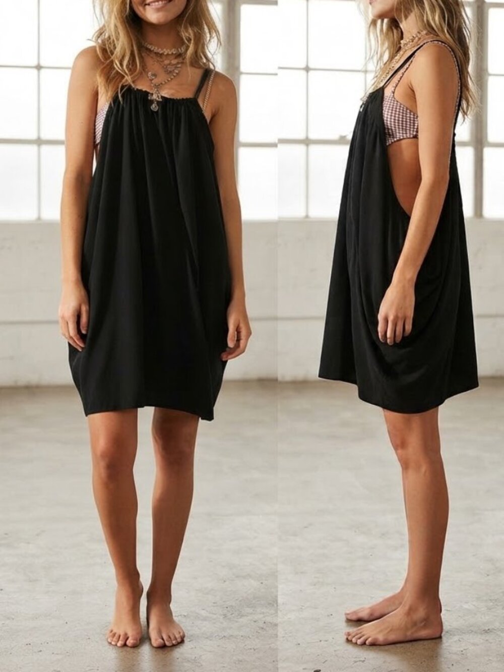 Free People -  FP Beach Freeest Rhiannon Trapeze Dress Tunic: Medium: Black Navy